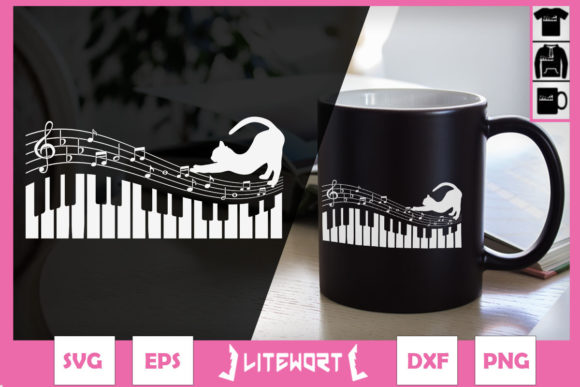 A Piano-Loving Cat Design for Crafters & Graphics