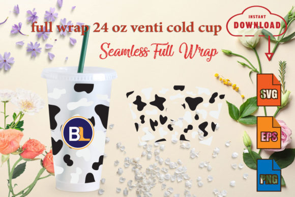 A Seamless Cow Print Pattern for Tumbler Graphics & Crafts