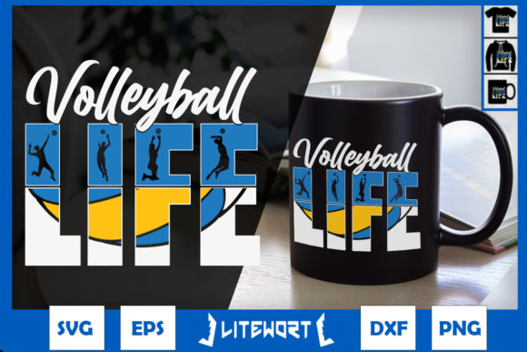 A Volleyball Life Silhouette Design for Real Embroidery