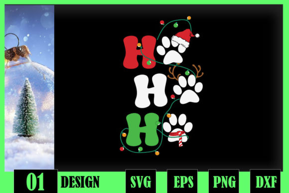 Christmas Ho Ho Ho Dog Pawprints Lights: A Graphics Asset Review