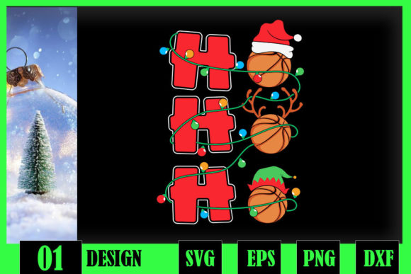 Christmas Lights Ho-Ho-Ho Basketball Graphics for Crafts