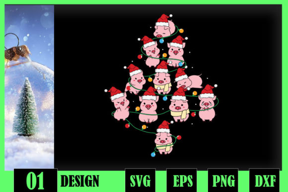 Pigmas Graphics: A Pig Christmas Tree for Crafts