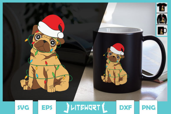 Pug Christmas Tree Lights Santa Dog Embroidery Design Review