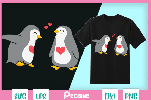 Reviewing a Valentine Penguin Graphic Design Asset for T-Shirt & Content Use
