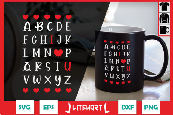 Teacher Valentine's Day ABC I Love You Graphics for Crafts and Marketing
