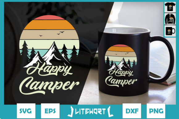 The Hiking Lover Adventure Happy Camper Graphic for Crafts & Outdoor Brands
